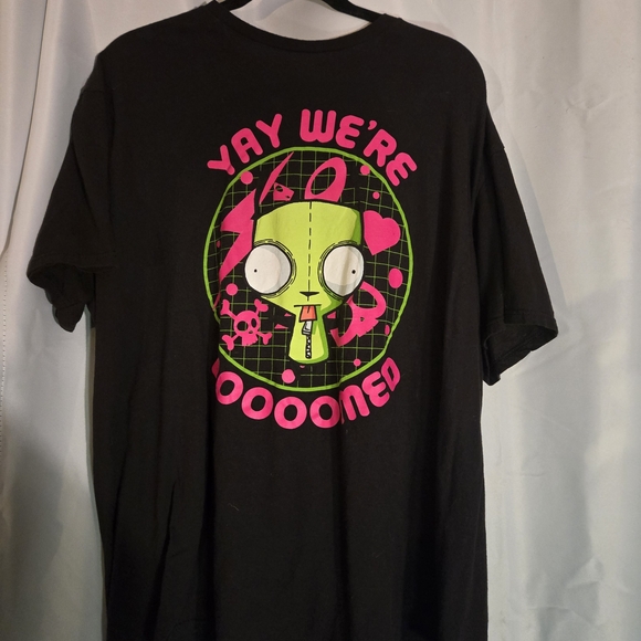 Hot Topic Other - Hot Topic Black Tee with Green and Pink Graphic